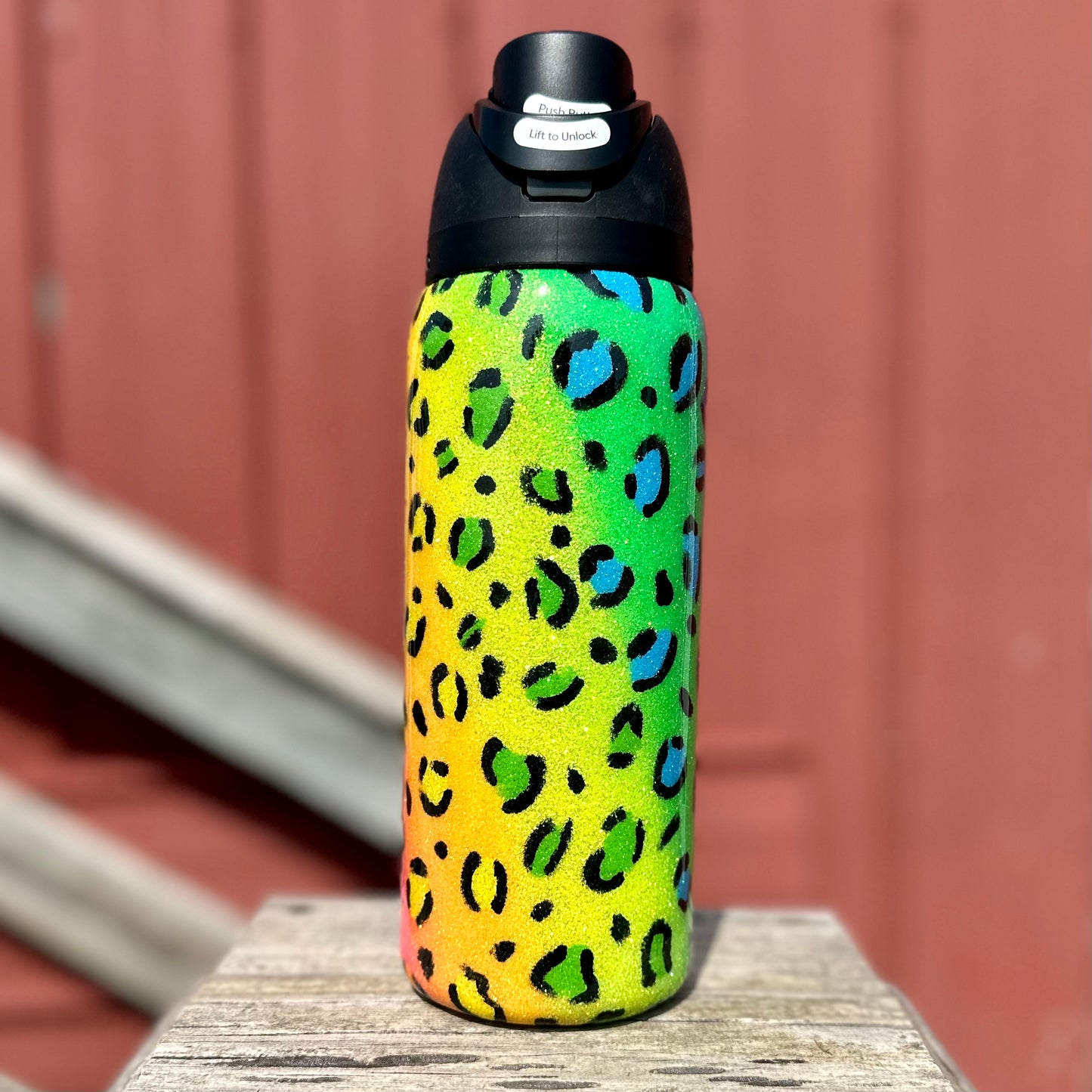 Lisa Frank Inspired Glitter Owala Bottle