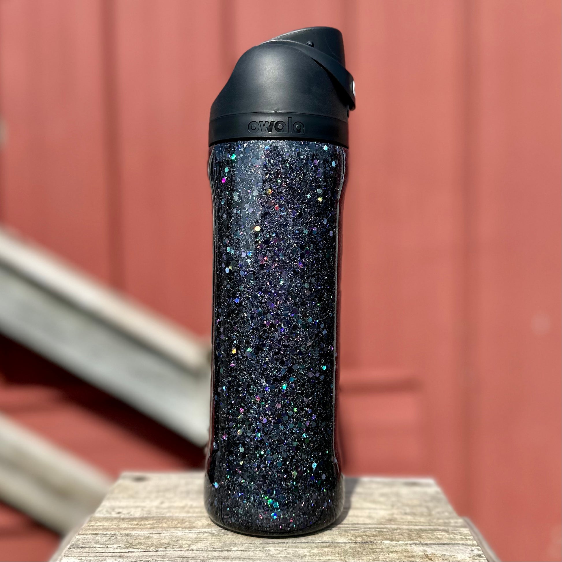 Black Holographic Glitter Owala Bottle