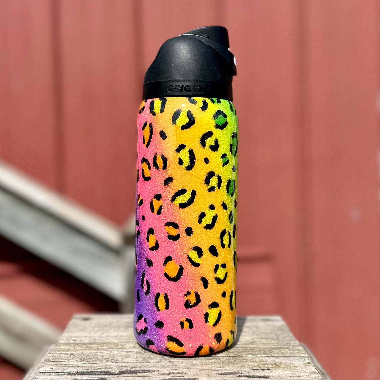 Lisa Frank Inspired Glitter Owala Bottle